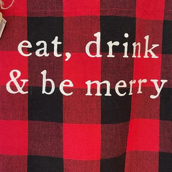 NWT MUD PIE Kitchen Apron W/ Pockets Christmas Holidays "EAT, DRINK & BE MERRY" - Picture 3 of 6